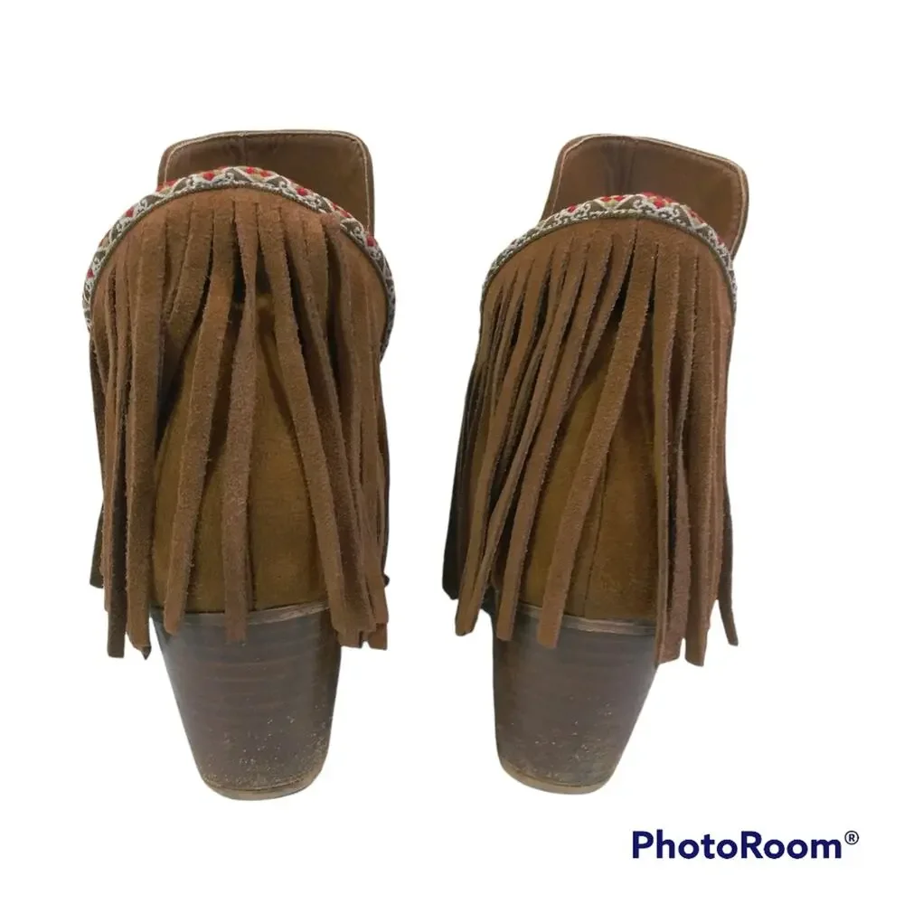 Mia Women's 'Nita' Faux Suede Fringe Boho Festival Boots Size 9